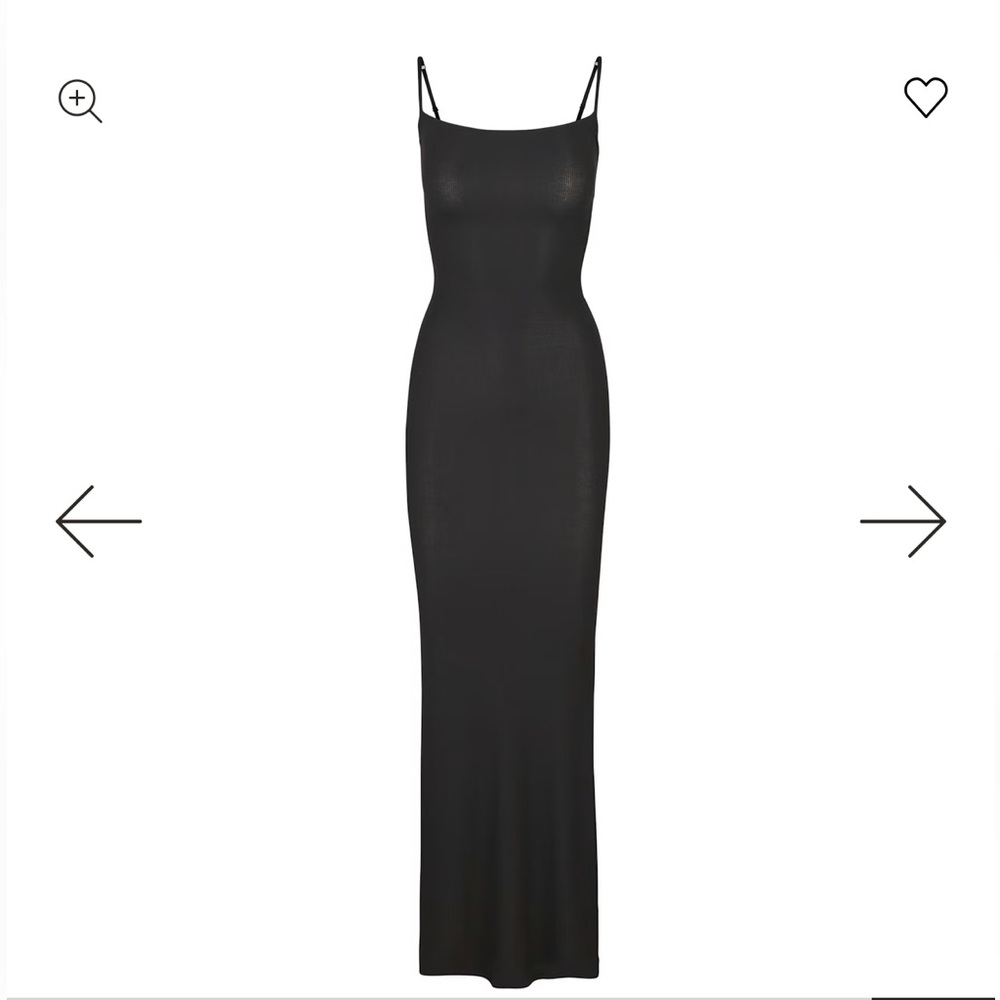 SKIMS Long Slip Dress (Blk)